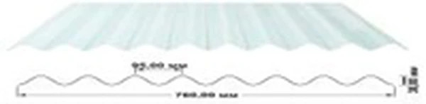 Композитный лист волна СВ-38, прозрачный голубой, глянцевый, 0,8 мм, 760х1950 мм