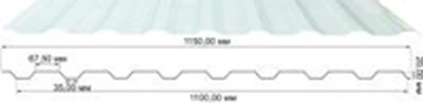 Композитный лист трапеция С-20, прозрачный голубой, глянцевый, 0,8 мм, 1150х2000 мм