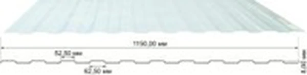 Композитный лист трапеция С-8, прозрачный голубой, глянцевый, 0,8 мм, 1200х2000 мм