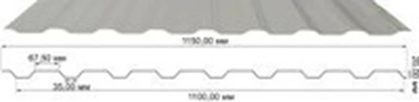 Композитный лист трапеция С-20, прозрачный, cерый RAL 7024, 0,8 мм, 1150х3000 мм