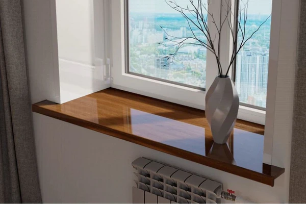 Подоконник Кристаллит орех глянец 300 мм