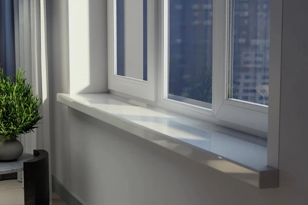 Подоконник Витраж Дизайн  сияющий белый 350 мм