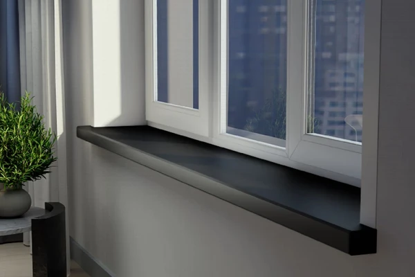 Подоконник Витраж Дизайн чёрный 450 мм