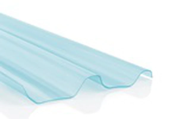 Композитный лист трапеция С-20, прозрачный голубой, глянцевый, 0,8 мм, 1150х2000 мм