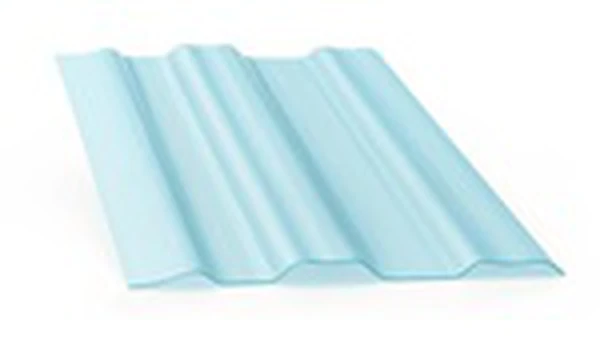 Композитный лист трапеция С-8, прозрачный голубой, глянцевый, 0,8 мм, 1200х2000 мм