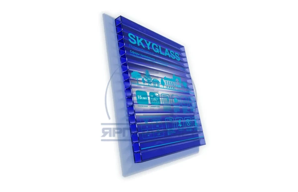 Сотовый поликарбонат 10 мм SkyGlass синий 6 м