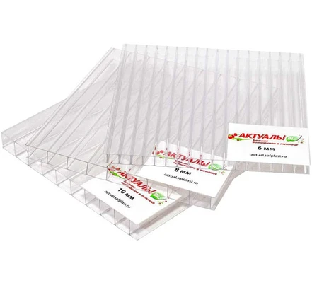 Сотовый поликарбонат 6 мм Actual bio прозрачный 6 м (1,1 кг/м2)