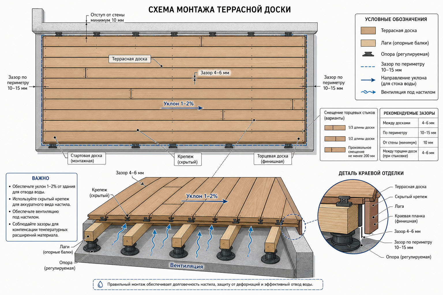 Монтаж террасной доски МПК